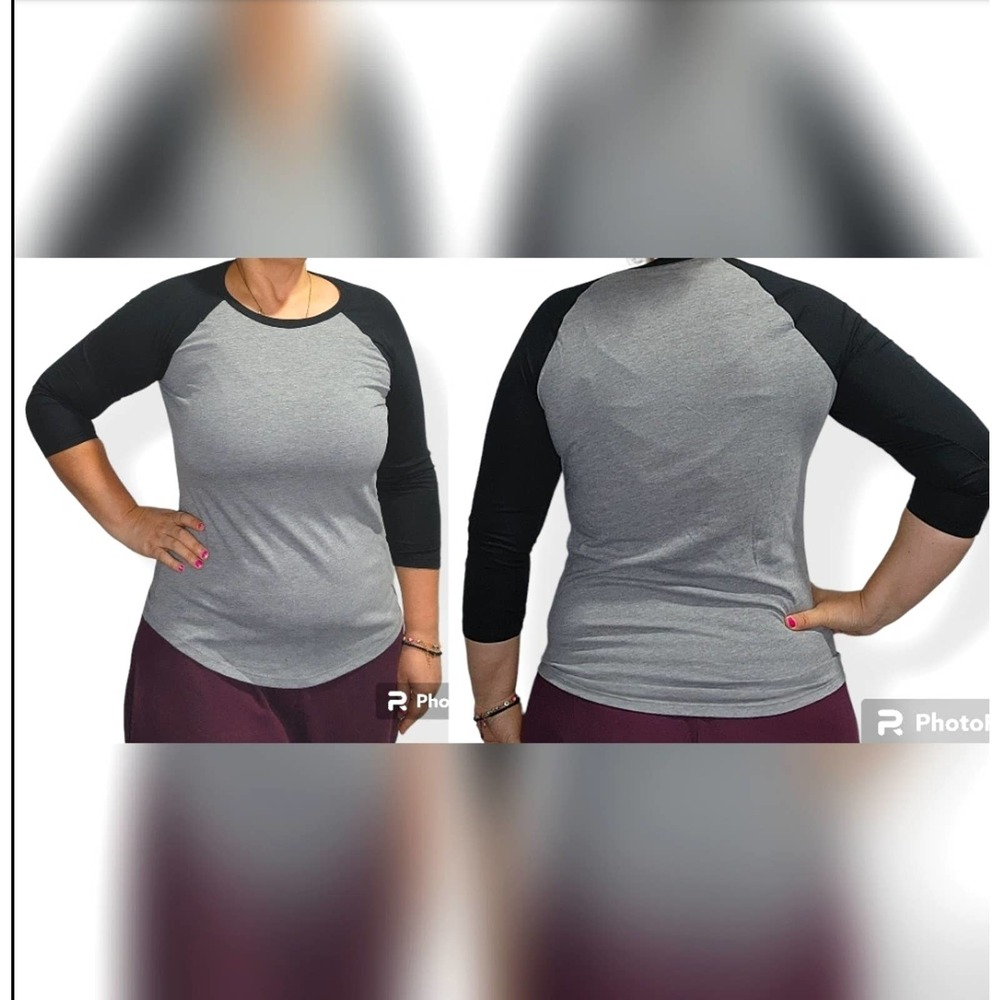 Victoria's Secret PINK Baseball Tee 3/4 Raglan Sleeve XS Gray Black NWOT